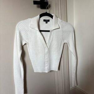 Lulu’s White Ribbed Button-Up Cardigan